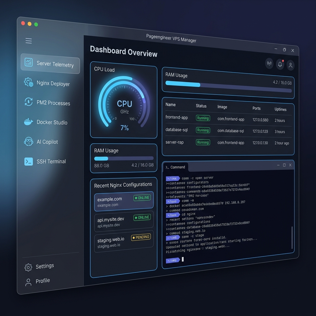 Pageengineer VPS Manager Screenshot